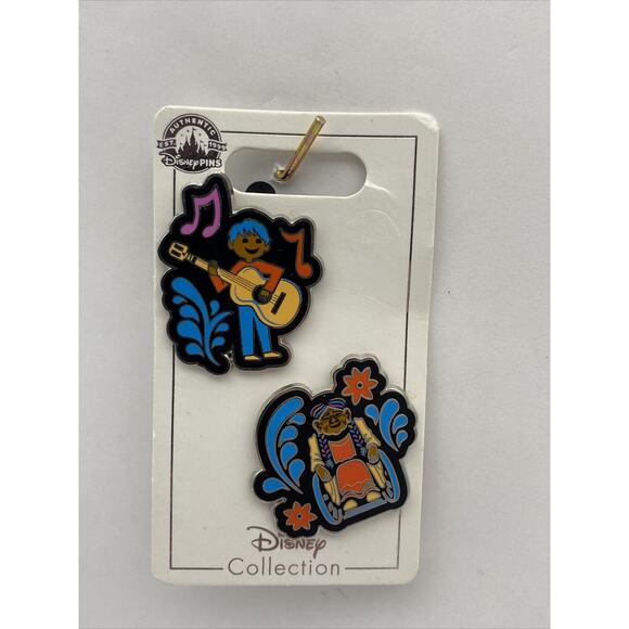 Disney Parks Pin Coco Miguel Guitar & Mama Coco Pixar 2 Trading Pin Set - Picture 1 of 5